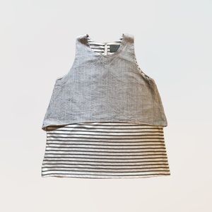 Anthropologie Sz M Sunday in Brooklyn Layered Knit Gray/White Striped Tank